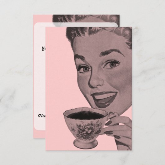 Retro Tea Party V2 Kaart (Voorkant / Achterkant)