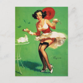  Retro Tea Time Pinup Girl Briefkaart