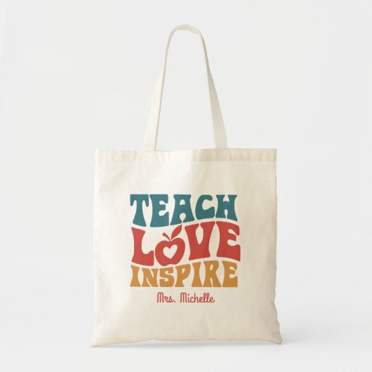 Retro Teach Love Inspire Teachers day Gift Tote Bag (Voorkant)