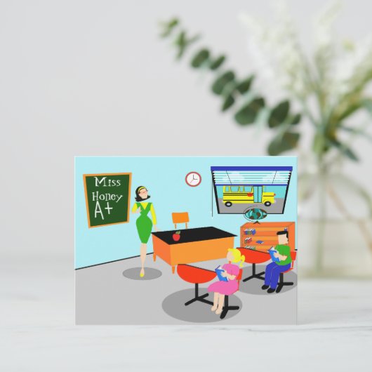 Retro Teacher Briefkaart (Staand voorkant)