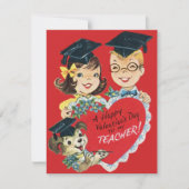 Retro Teacher Custom Valentijnsdag Feestdagenkaart (Voorkant)