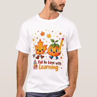 Retro Teacher Herfst PNG, Herfst Verliefd Op Leren T-shirt