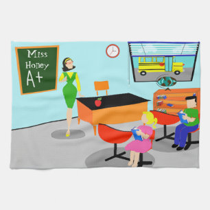 Retro Teacher Kitchen Towel Theedoek