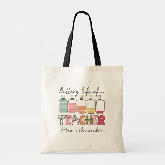 Retro Teacher Life Beter leven van een Teacher Cus Tote Bag (Achterkant)