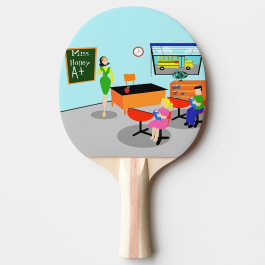 Retro Teacher Ping Pong Paddle Tafeltennisbatje (Voorkant)