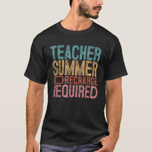 Retro Teacher Summer Recharge Vereist Laatste dag T-shirt