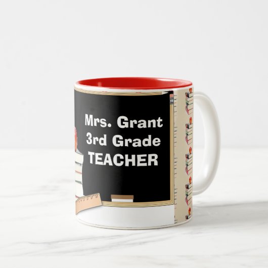 Retro Teacher Terug naar School Tweekleurige Koffiemok (Voorkant rechts)