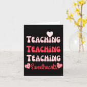 Retro Teacher Valentines Day 2023 Teaching Sweethe Kaart (Gele Bloem)