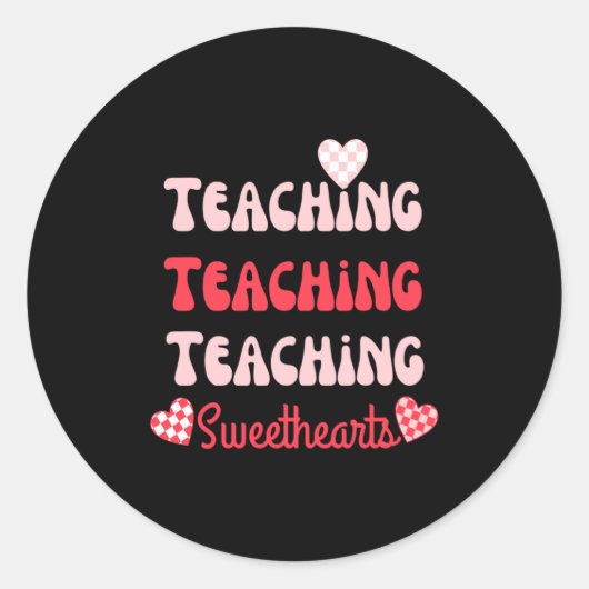 Retro Teacher Valentines Day 2023 Teaching Sweethe Ronde Sticker (Voorkant)