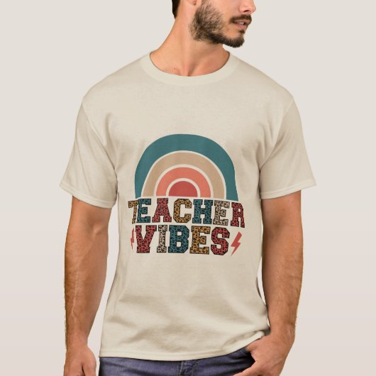 Retro Teacher Vibes T-shirt - Schattigee Leopard R (Voorkant)