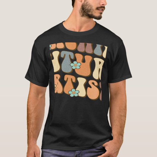 Retro Teaching Future Artists Teacher Studenters T-shirt (Voorkant)