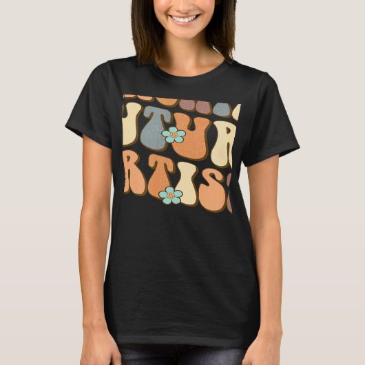 Retro Teaching Future Artists Teacher Studenters T-shirt (Voorkant)