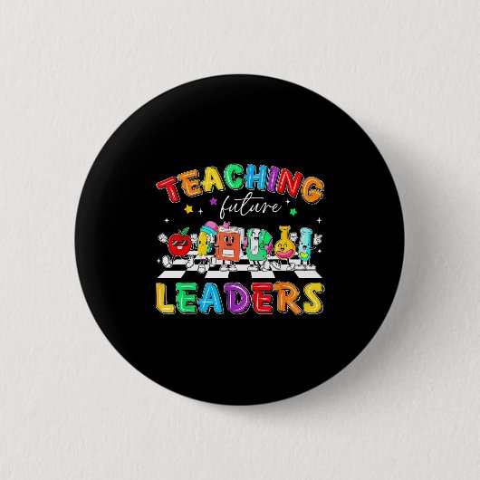 Retro Teaching Future Leaders Groovy Teacher Back  Ronde Button 5,7 Cm (Voorkant)