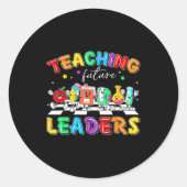 Retro Teaching Future Leaders Groovy Teacher Back  Ronde Sticker (Voorkant)