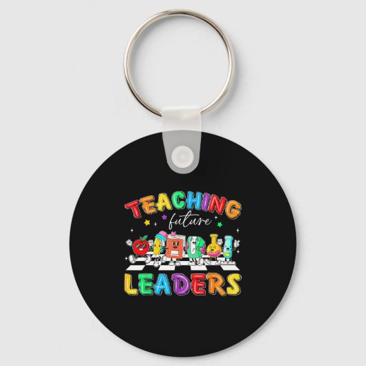 Retro Teaching Future Leaders Groovy Teacher Back  Sleutelhanger (Voorkant)
