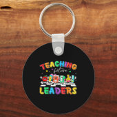 Retro Teaching Future Leaders Groovy Teacher Back  Sleutelhanger (Voorkant)