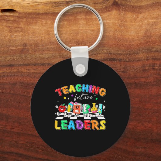 Retro Teaching Future Leaders Groovy Teacher Back  Sleutelhanger (Voorkant)