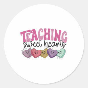 Retro Teaching Sweethearts Snoep Heart Teacher Val Ronde Sticker