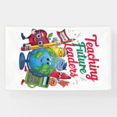 Retro Teaching Toekomstige Leiders Teacher School Spandoek (Horizontaal)