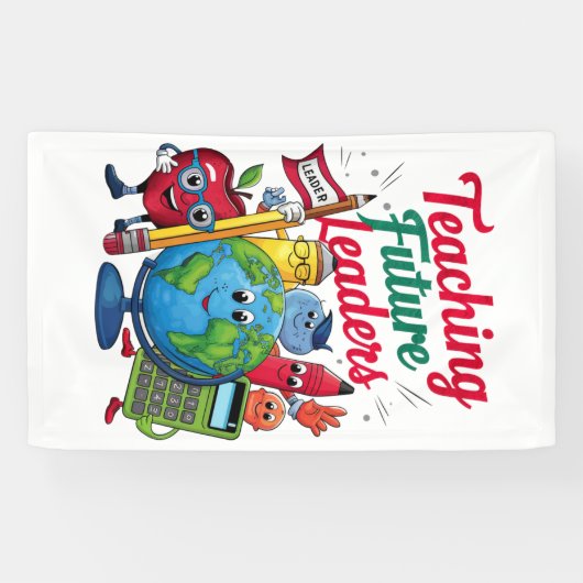 Retro Teaching Toekomstige Leiders Teacher School Spandoek (Horizontaal)