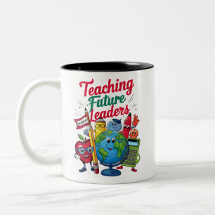 Retro Teaching Toekomstige Leiders Teacher School Tweekleurige Koffiemok