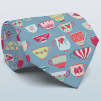 Retro Teacup Patroon Blue