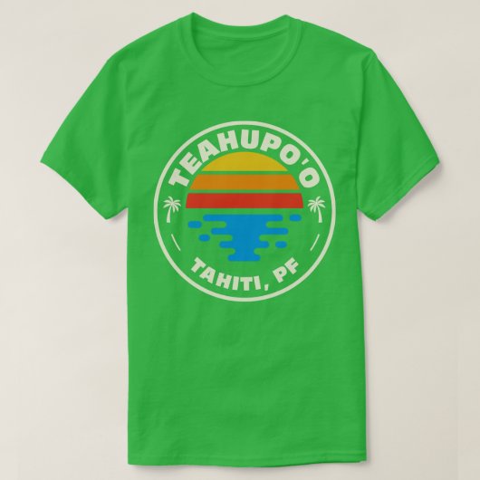 Retro Teahupoo Tahiti  Strand Embleem T-shirt (Design voorkant)