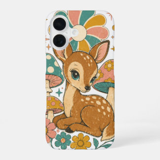 Retro Teal en Roze Reekalf uit de Jaren 70 iPhone 16 Hoesje