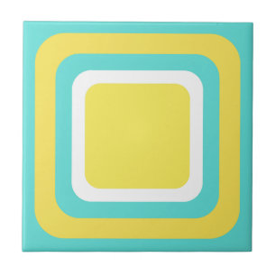 Retro Teal Geel Wit Tegeltje