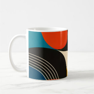 Retro Teal Orange Black Bauhaus Geometric Abstract Koffiemok