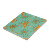 Retro Teal Orange Starburst Pattern Tegeltje (Zijkant)