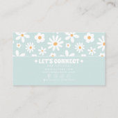 Retro Teal Pastel Groovy Floral Boho Unique 70s Visitekaartje (Achterkant)