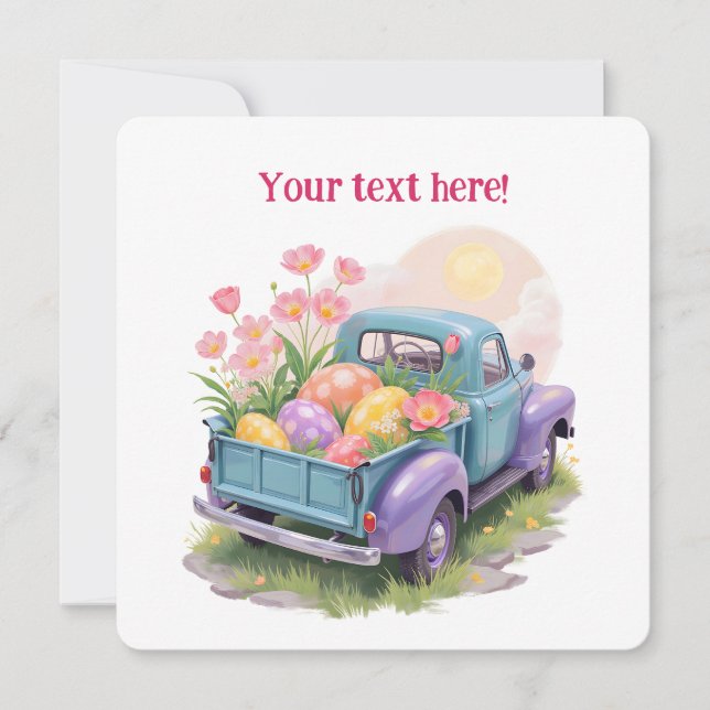 Retro Teal & Purple Truck with Easter Eggs (Voorkant)