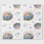 Retro Teal & Purple Truck with Easter Eggs Cadeaupapier (Vlak)