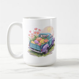 Retro Teal & Purple Truck with Easter Eggs Koffiemok