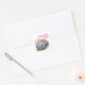 Retro Teal & Purple Truck with Easter Eggs Vierkante Sticker (Envelop)