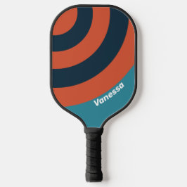 Retro Teal Spetters Cirkel Streep met Naam Pickleball Paddle