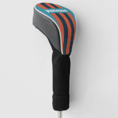 Retro Teal Spetterspin Strepen met Naam Golfheadcover (Schuin)