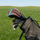 Retro Teal Spetterspin Strepen met Naam Golfheadcover (Insitu)