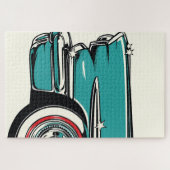 Retro Teal Sports Car Front Pop Art Illustration Legpuzzel (Horizontaal)
