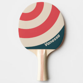 Retro Teal Vibe Cirkel Streep met Naam Tafeltennisbatje