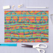 Retro Teal Yellow Tie Dye Peace Signs Tissuepapier (Craft)