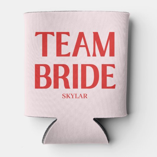 Retro Team Bride Bachelorette Red Pink Blikjeskoeler (Voorkant)