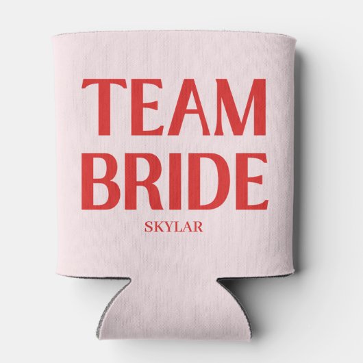 Retro Team Bride Bachelorette Red Pink Blikjeskoeler (Achterkant)