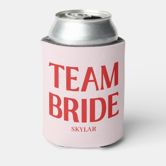 Retro Team Bride Bachelorette Red Pink Blikjeskoeler (Blikje Achterkant)