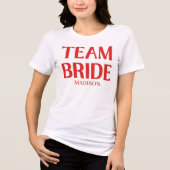 Retro Team Bride Bachelorette Red Pink Tri-Blend Shirt (Voorkant)