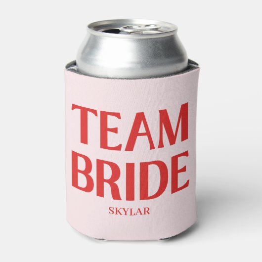 Retro Team Bruid Bachelorette Rood Roze Blikjeskoeler (Blikje Voorkant)