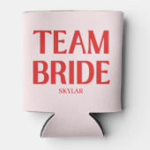 Retro Team Bruid Bachelorette Rood Roze Blikjeskoeler (Voorkant)
