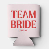 Retro Team Bruid Bachelorette Rood Roze Blikjeskoeler (Achterkant)