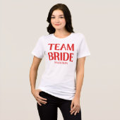 Retro Team Bruid Bachelorette Rood Roze Tri-Blend Shirt (Voorkant volledig)